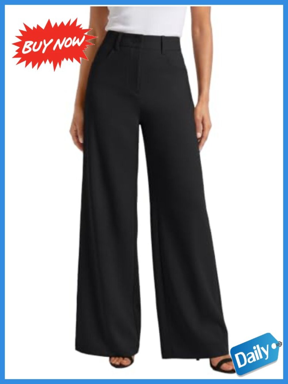 LILLUSORY High Waisted Stretchy Wide Leg Work Pants with Pockets